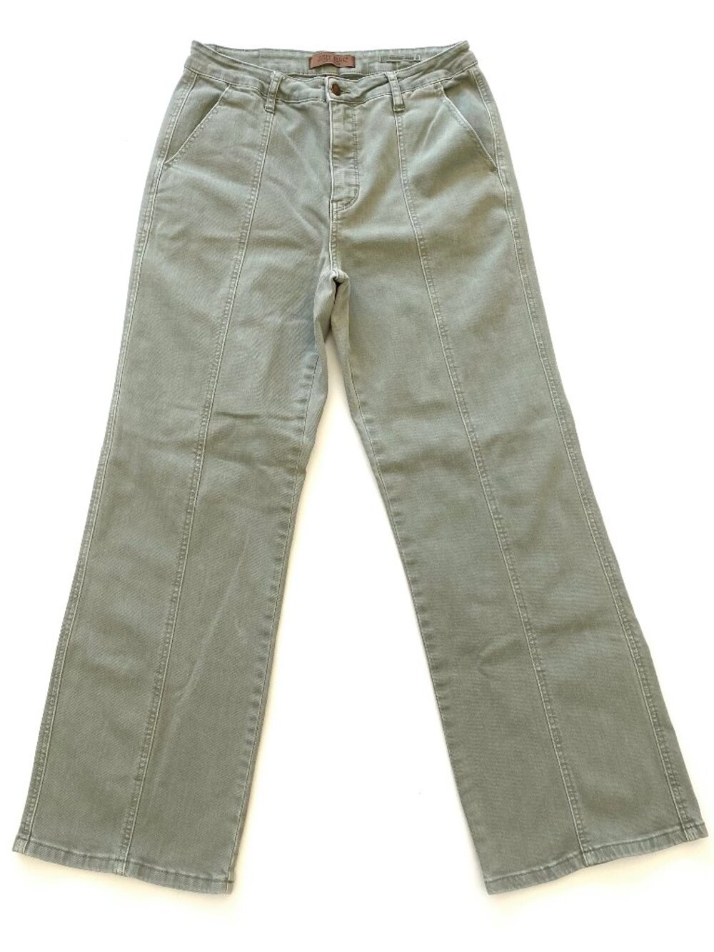 Judy Blue Womens High Waist Wide Leg Garment Dyed Jeans Sage Green Stretch 31